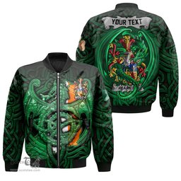 ScotsTee Shop Irish Kearney or O Kearney Coat of Arms Irish Jacket Family Crest Green Dragon Of Ireland Bomber Jacket