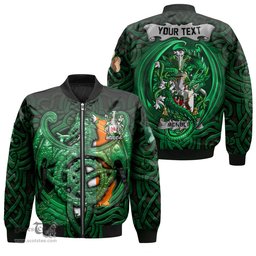 ScotsTee Shop Irish McNulty Coat of Arms Irish Jacket Family Crest Green Dragon Of Ireland Bomber Jacket