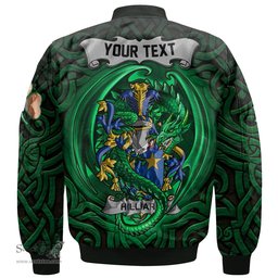 ScotsTee Shop Irish Hilliard Coat of Arms Irish Jacket Family Crest Green Dragon Of Ireland Bomber Jacket