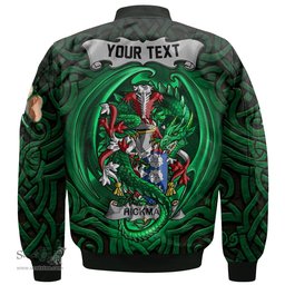ScotsTee Shop Irish Hickman Coat of Arms Irish Jacket Family Crest Green Dragon Of Ireland Bomber Jacket