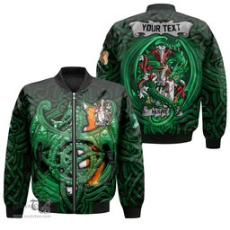 ScotsTee Shop Irish Hunter Coat of Arms Irish Jacket Family Crest Green Dragon Of Ireland Bomber Jacket