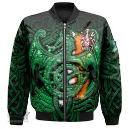 ScotsTee Shop Irish Keegan or Egan Coat of Arms Irish Jacket Family Crest Green Dragon Of Ireland Bomber Jacket