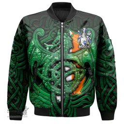 ScotsTee Shop Irish McRery or McCrery Coat of Arms Irish Jacket Family Crest Green Dragon Of Ireland Bomber Jacket