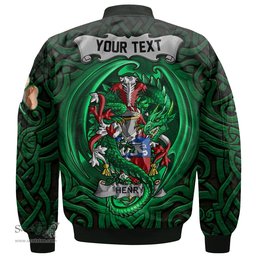 ScotsTee Shop Irish Henry or O Henry Coat of Arms Irish Jacket Family Crest Green Dragon Of Ireland Bomber Jacket