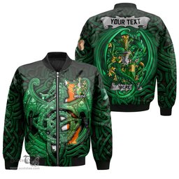 ScotsTee Shop Irish Kee or McKee Coat of Arms Irish Jacket Family Crest Green Dragon Of Ireland Bomber Jacket
