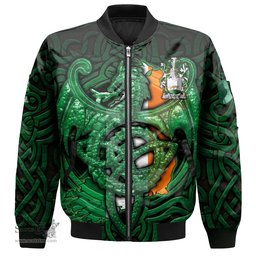 ScotsTee Shop Irish Lennon or O Lennon Coat of Arms Irish Jacket Family Crest Green Dragon Of Ireland Bomber Jacket
