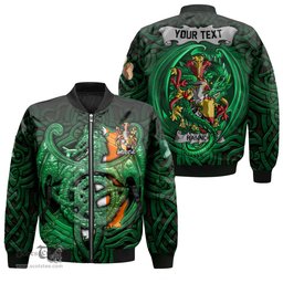 ScotsTee Shop Irish Hannon or O Hannon Coat of Arms Irish Jacket Family Crest Green Dragon Of Ireland Bomber Jacket