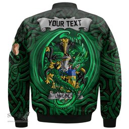 ScotsTee Shop Irish Lincolne Coat of Arms Irish Jacket Family Crest Green Dragon Of Ireland Bomber Jacket