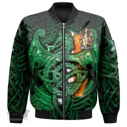 ScotsTee Shop Irish Hemphill Coat of Arms Irish Jacket Family Crest Green Dragon Of Ireland Bomber Jacket