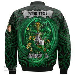 ScotsTee Shop Irish McGuiness or McGenis Coat of Arms Irish Jacket Family Crest Green Dragon Of Ireland Bomber Jacket