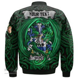 ScotsTee Shop Irish Hoyle or McIlhoyle Coat of Arms Irish Jacket Family Crest Green Dragon Of Ireland Bomber Jacket