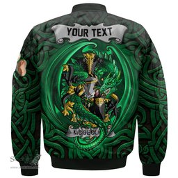 ScotsTee Shop Irish McGeough or McGough Coat of Arms Irish Jacket Family Crest Green Dragon Of Ireland Bomber Jacket