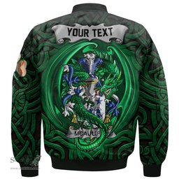 ScotsTee Shop Irish McAuliffe Coat of Arms Irish Jacket Family Crest Green Dragon Of Ireland Bomber Jacket
