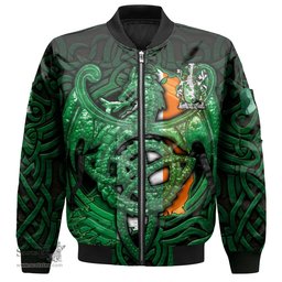 ScotsTee Shop Irish Hume Coat of Arms Irish Jacket Family Crest Green Dragon Of Ireland Bomber Jacket