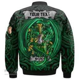 ScotsTee Shop Irish McCain or O Kane Coat of Arms Irish Jacket Family Crest Green Dragon Of Ireland Bomber Jacket