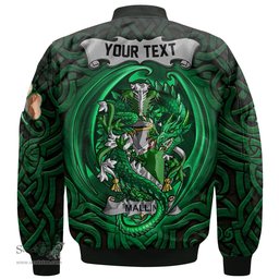 ScotsTee Shop Irish Mallin or O Mallan Coat of Arms Irish Jacket Family Crest Green Dragon Of Ireland Bomber Jacket