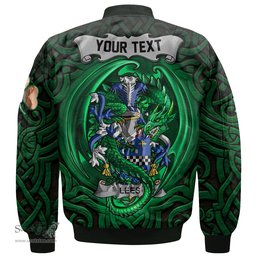ScotsTee Shop Irish Lees or McAleese Coat of Arms Irish Jacket Family Crest Green Dragon Of Ireland Bomber Jacket