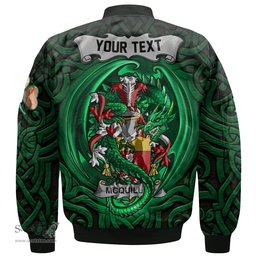 ScotsTee Shop Irish McQuillan Coat of Arms Irish Jacket Family Crest Green Dragon Of Ireland Bomber Jacket