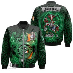 ScotsTee Shop Irish Litton Coat of Arms Irish Jacket Family Crest Green Dragon Of Ireland Bomber Jacket