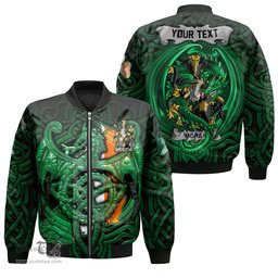ScotsTee Shop Irish Moran or O Moran Coat of Arms Irish Jacket Family Crest Green Dragon Of Ireland Bomber Jacket