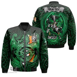 ScotsTee Shop Irish Magee or McGee Coat of Arms Irish Jacket Family Crest Green Dragon Of Ireland Bomber Jacket
