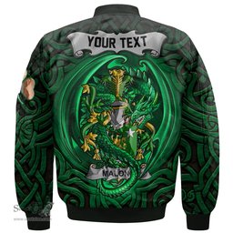 ScotsTee Shop Irish Malone or O Malone Coat of Arms Irish Jacket Family Crest Green Dragon Of Ireland Bomber Jacket