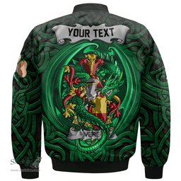 ScotsTee Shop Irish Vere Coat of Arms Irish Jacket Family Crest Green Dragon Of Ireland Bomber Jacket