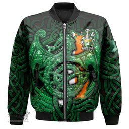 ScotsTee Shop Irish Quinn or O Quin Coat of Arms Irish Jacket Family Crest Green Dragon Of Ireland Bomber Jacket