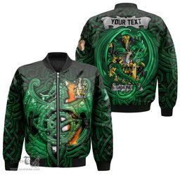 ScotsTee Shop Irish Mortimer Coat of Arms Irish Jacket Family Crest Green Dragon Of Ireland Bomber Jacket