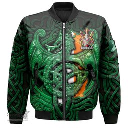 ScotsTee Shop Irish Prendergast Coat of Arms Irish Jacket Family Crest Green Dragon Of Ireland Bomber Jacket