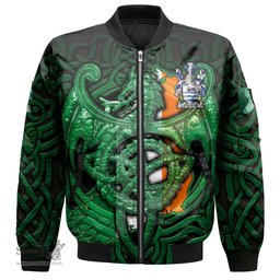 ScotsTee Shop Irish Phillips Coat of Arms Irish Jacket Family Crest Green Dragon Of Ireland Bomber Jacket