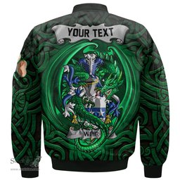 ScotsTee Shop Irish Weir or McWeir Coat of Arms Irish Jacket Family Crest Green Dragon Of Ireland Bomber Jacket