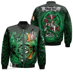 ScotsTee Shop Irish Talbot Coat of Arms Irish Jacket Family Crest Green Dragon Of Ireland Bomber Jacket