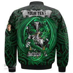 ScotsTee Shop Irish Thornton Coat of Arms Irish Jacket Family Crest Green Dragon Of Ireland Bomber Jacket