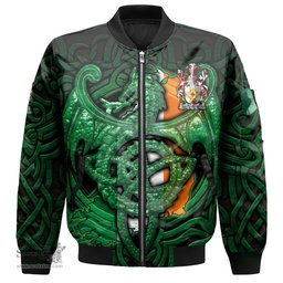 ScotsTee Shop Irish Netterville or Netterfield Coat of Arms Irish Jacket Family Crest Green Dragon Of Ireland Bomber Jacket