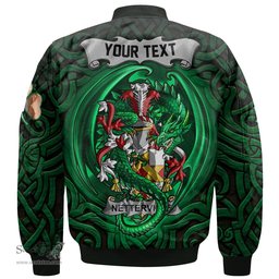 ScotsTee Shop Irish Netterville or Netterfield Coat of Arms Irish Jacket Family Crest Green Dragon Of Ireland Bomber Jacket