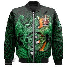 ScotsTee Shop Irish Wilde Coat of Arms Irish Jacket Family Crest Green Dragon Of Ireland Bomber Jacket
