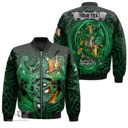 ScotsTee Shop Irish Vandeleur Coat of Arms Irish Jacket Family Crest Green Dragon Of Ireland Bomber Jacket