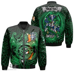 ScotsTee Shop Irish Usher Coat of Arms Irish Jacket Family Crest Green Dragon Of Ireland Bomber Jacket