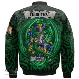 ScotsTee Shop Irish Tomkins Coat of Arms Irish Jacket Family Crest Green Dragon Of Ireland Bomber Jacket