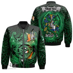 ScotsTee Shop Irish Norreys Coat of Arms Irish Jacket Family Crest Green Dragon Of Ireland Bomber Jacket