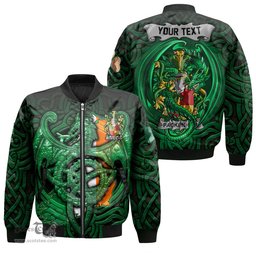 ScotsTee Shop Irish Packenham Coat of Arms Irish Jacket Family Crest Green Dragon Of Ireland Bomber Jacket