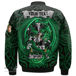 ScotsTee Shop Irish Newsom or Newsam Coat of Arms Irish Jacket Family Crest Green Dragon Of Ireland Bomber Jacket