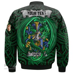 ScotsTee Shop Irish Read Coat of Arms Irish Jacket Family Crest Green Dragon Of Ireland Bomber Jacket