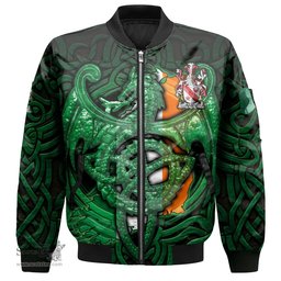 ScotsTee Shop Irish Waddy Coat of Arms Irish Jacket Family Crest Green Dragon Of Ireland Bomber Jacket