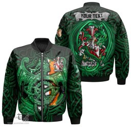 ScotsTee Shop Irish Waddy Coat of Arms Irish Jacket Family Crest Green Dragon Of Ireland Bomber Jacket
