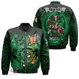 ScotsTee Shop Irish Stack Coat of Arms Irish Jacket Family Crest Green Dragon Of Ireland Bomber Jacket