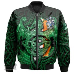 ScotsTee Shop Irish Slater or Slator Coat of Arms Irish Jacket Family Crest Green Dragon Of Ireland Bomber Jacket
