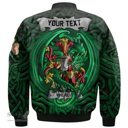 ScotsTee Shop Irish Wiggat Coat of Arms Irish Jacket Family Crest Green Dragon Of Ireland Bomber Jacket