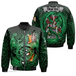 ScotsTee Shop Irish Weston Coat of Arms Irish Jacket Family Crest Green Dragon Of Ireland Bomber Jacket